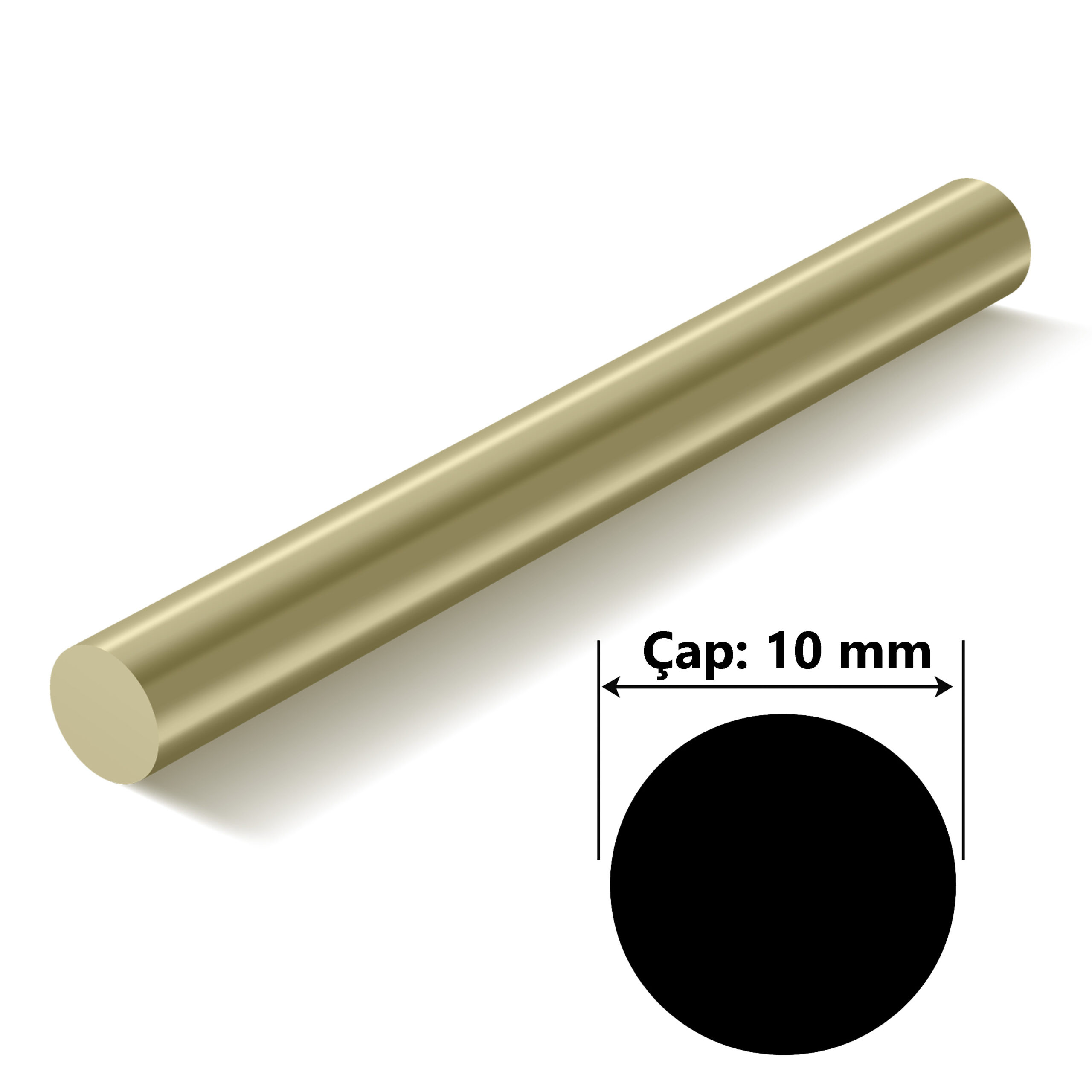 Brass Round Bar, 10mm Diameter (0.394" - 25/64″) – Solid Brass Rod - Image 2