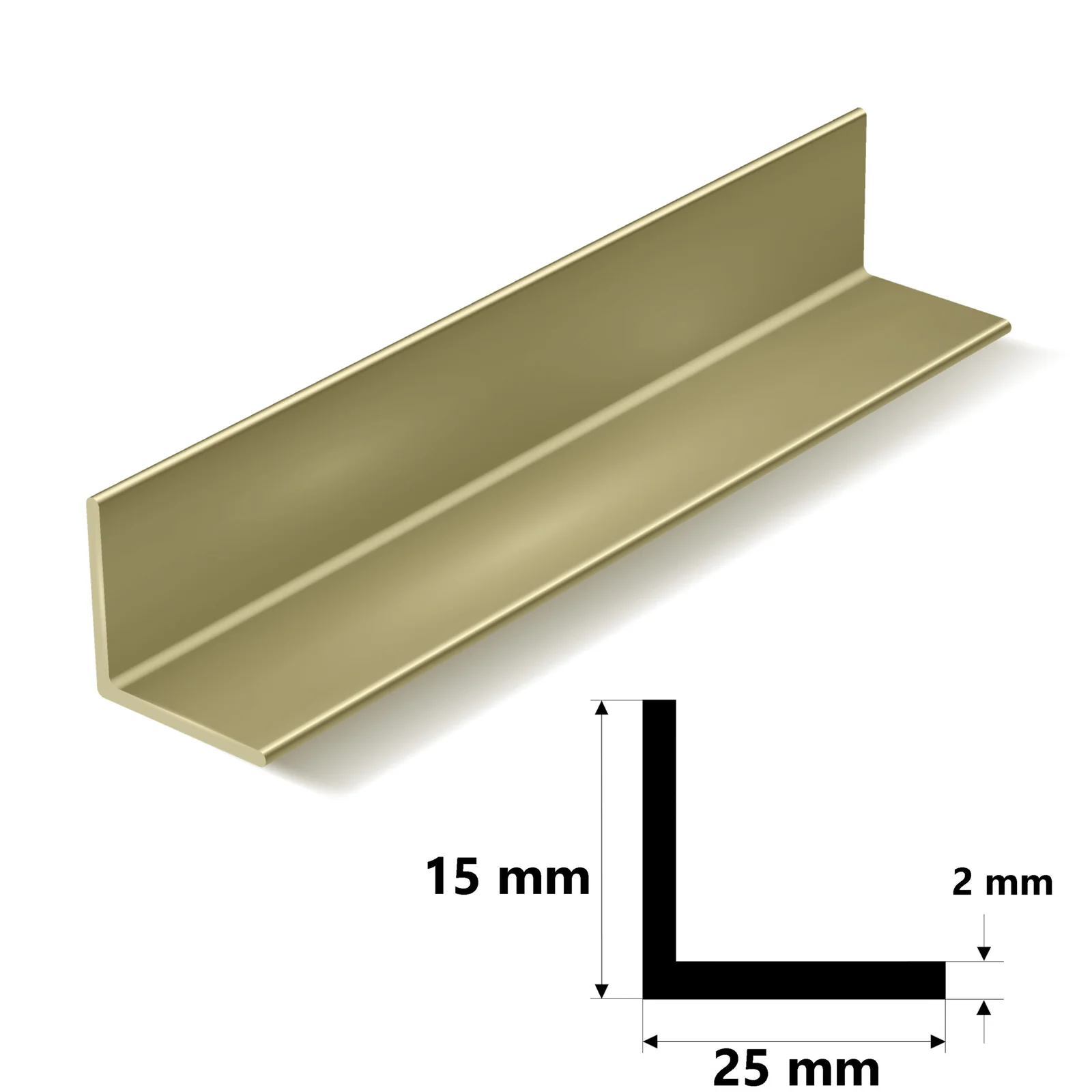 Brass Angle Bar, 15mm x 25mm x 2mm (0.59" x 1" x 0.08") – Solid Brass L Shape Bar - Image 2