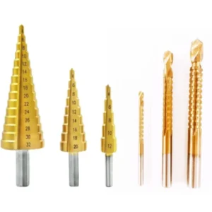 6-Piece Step Drill Bit Set – Titanium Coated Spiral Drill Bits