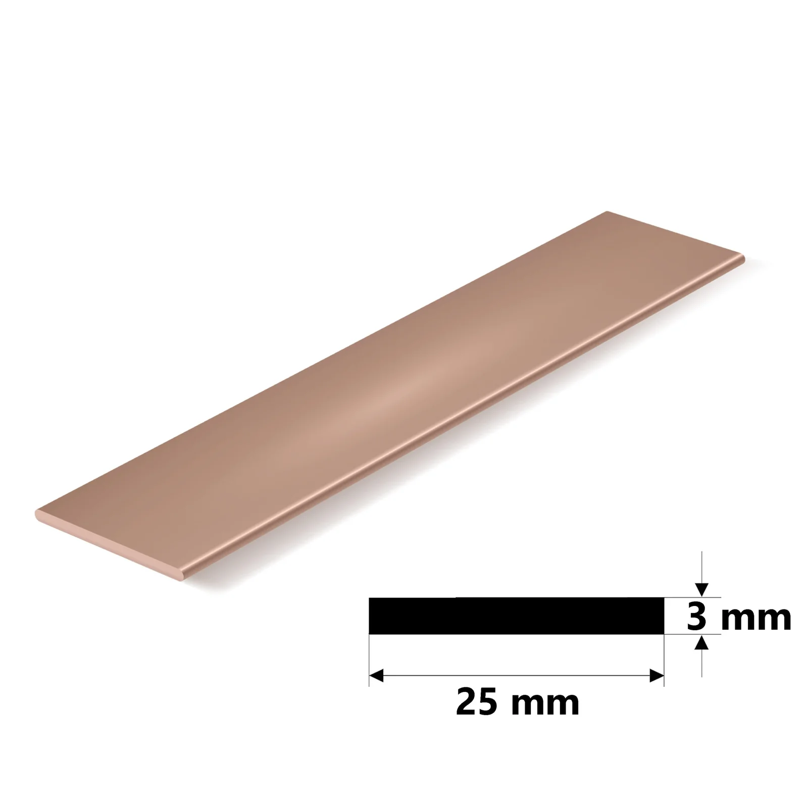 Copper Flat Bar, 3mm x 25mm (0.12″ x 1″) – Solid Copper Flat Strip - Image 2