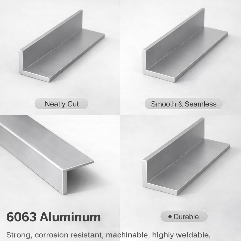 Aluminum Angle Bar - 4 pieces - 0.59" x 0.59" x 0.039" - Seamless L Angle Profile - Image 2