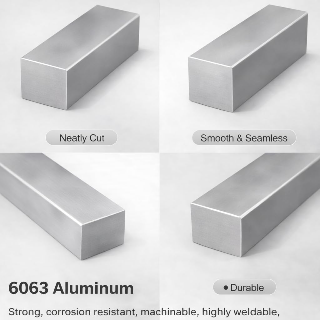 Aluminum Square Bar - 0.39" x 0.39" (10mm x 10mm) - Solid Seamless Aluminum Rod - Image 2