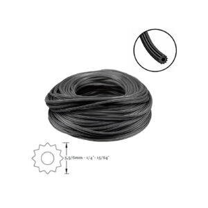 Window Screen Spline 0.25" x 100 ft, Black Round Screen Retainer Spline Grooves, Replacement Screen Door & Window Spline for Screen Repair