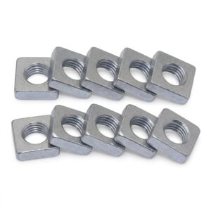 M6 Square Nuts, 20 x 20 x 5 mm Steel Metric Square Nuts, Zinc Plated Fasteners, Heavy Duty Nuts
