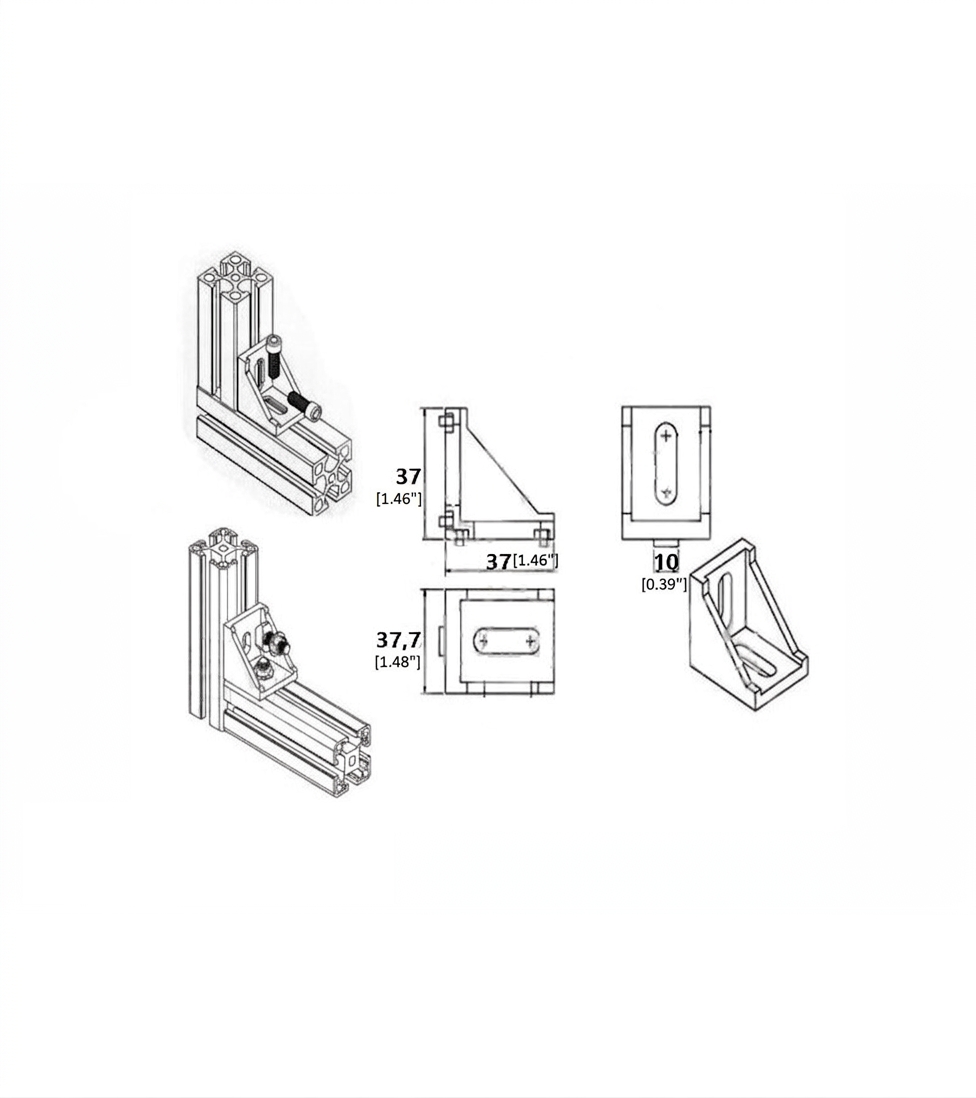 10 Pack Aluminum Profile Corner Brackets, L Shape 90 Degree Right Angle Joint Connectors - Image 2
